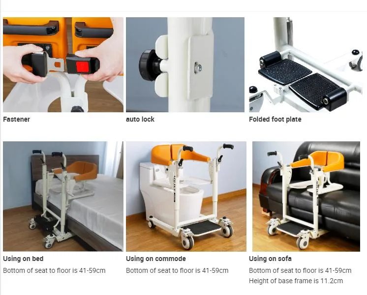 Manual Patient Transfer Chair Lifting Chair with Commode