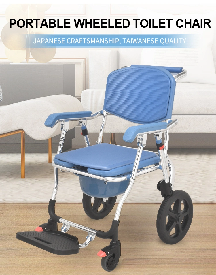 Heinsy Moving Foldable Shower Commode Chair Toilet Wheelchair for Old People.